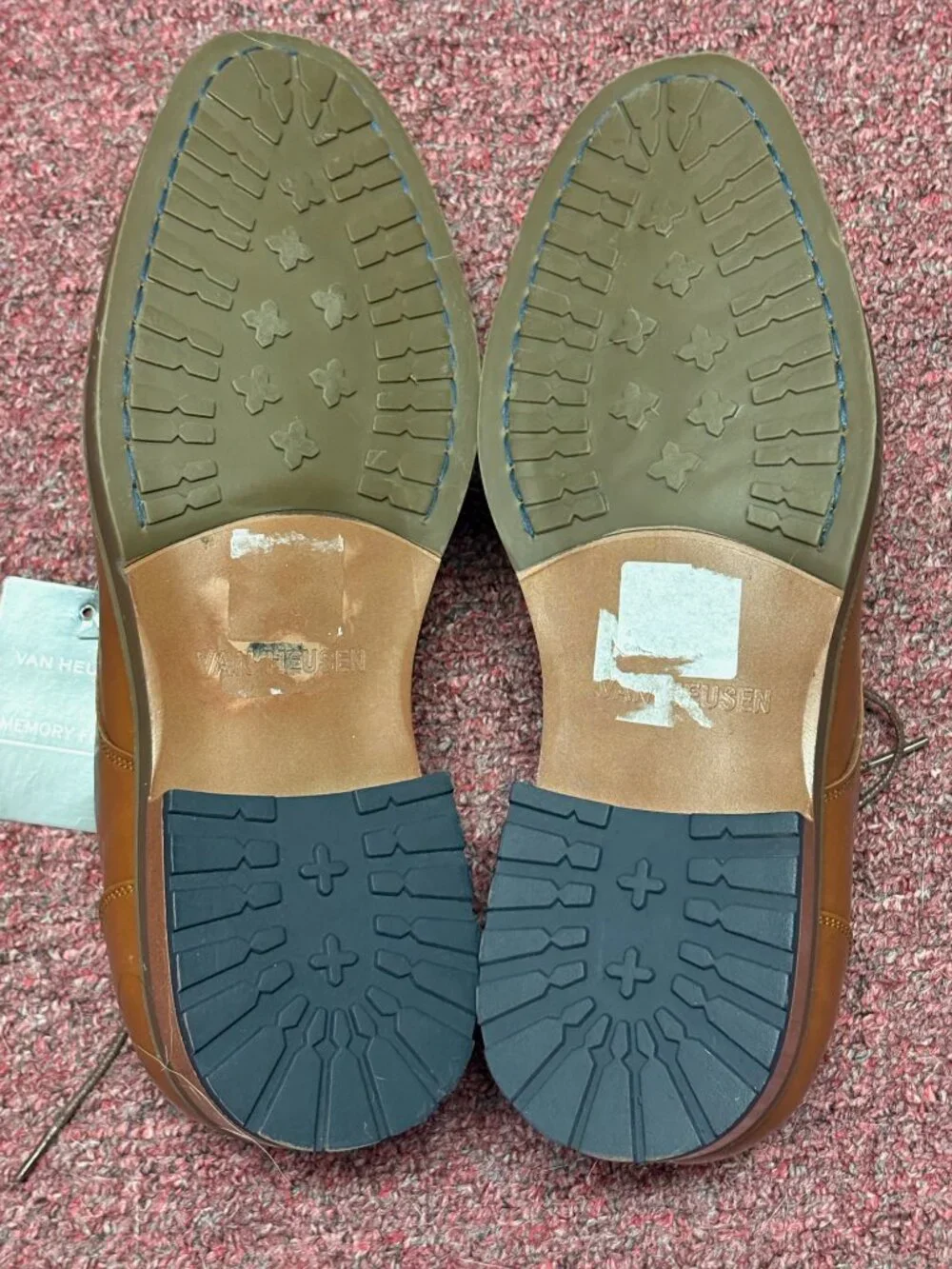 Van Heusen Men's Size 9M Brown Garrett Cognac Memory Foam Oxford Dress Shoes NEW - Picture 4 of 4